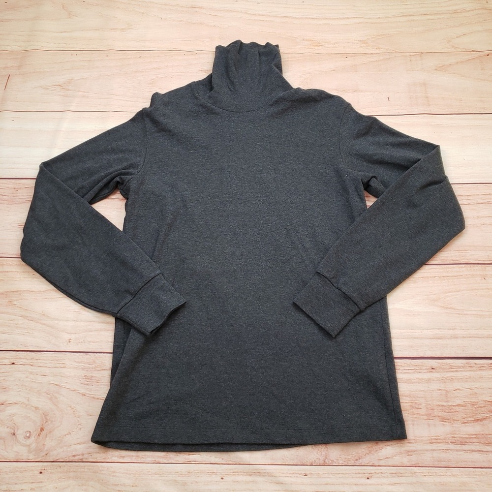 Uniqlo Turtleneck Shirt Mens Medium Gray Cotton Long Sleeve 341-440526 Layering